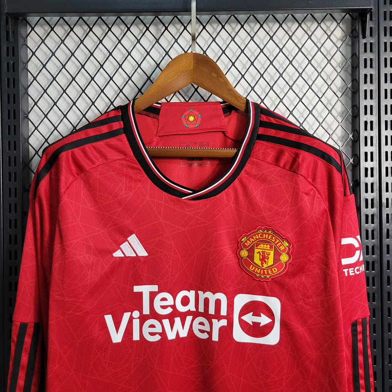 Camisa Oficial do Manchester United 23/24 - Manga Longa