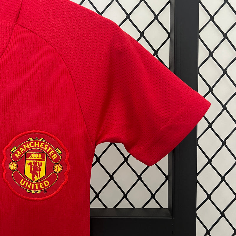 Conjunto Retrô Infantil Oficial do Manchester United 2007/2008 - Kids