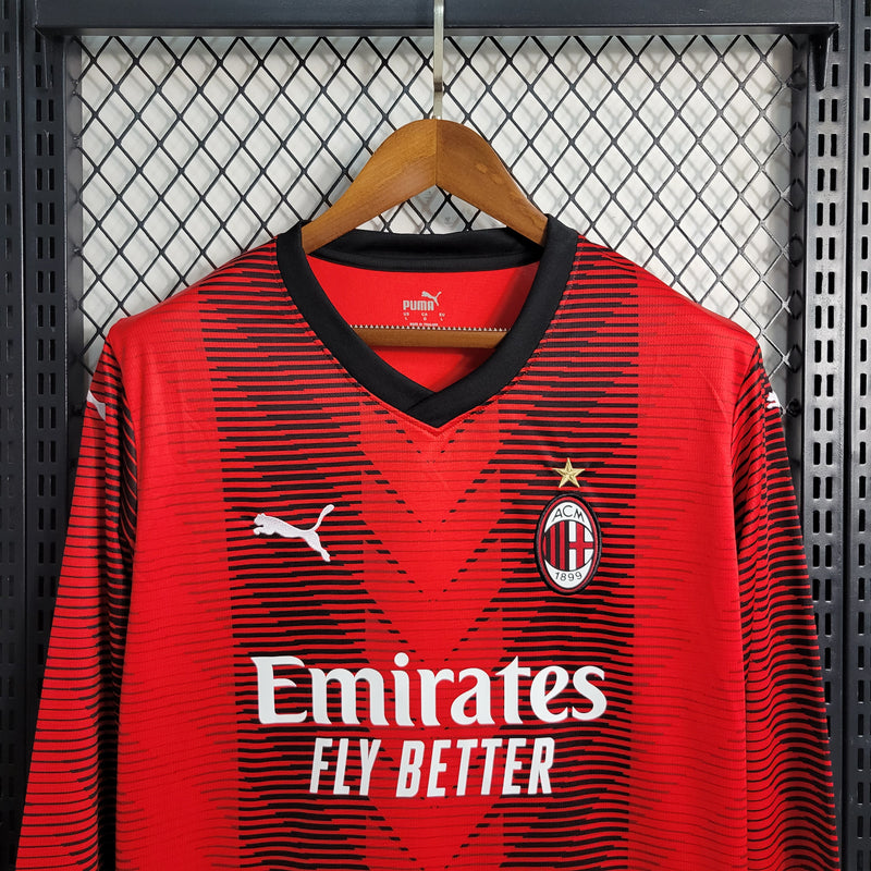 Camisa Oficial do Milan 23/24 - Manga Longa