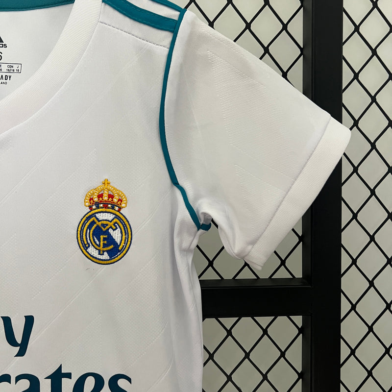 Conjunto Retrô Infantil Oficial do Real Madrid 2017/2018 - Kids