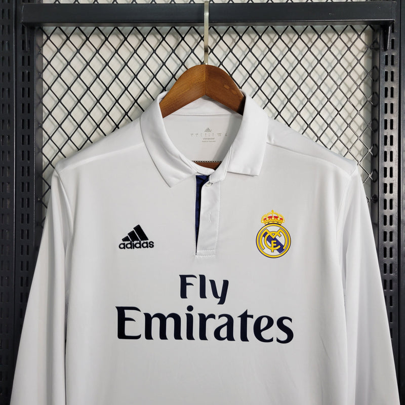 Camisa Retrô do Real Madrid 2016/2017 - Manga Longa