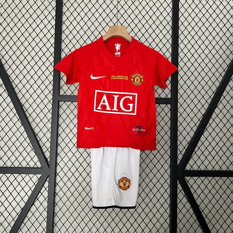 Conjunto Retrô Infantil Oficial do Manchester United 2007/2008 - Kids