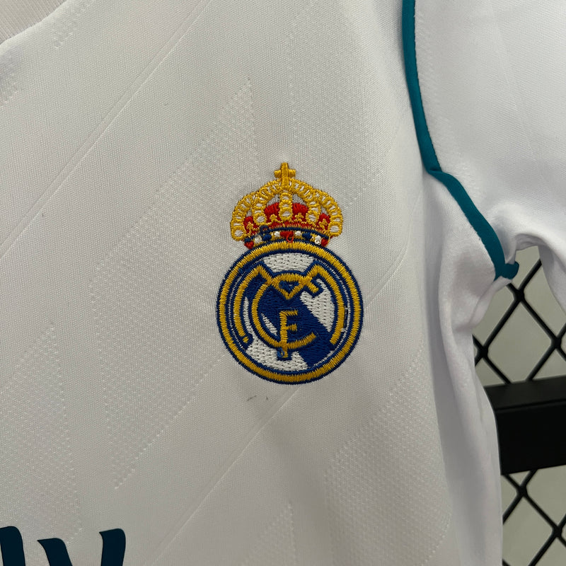 Conjunto Retrô Infantil Oficial do Real Madrid 2017/2018 - Kids