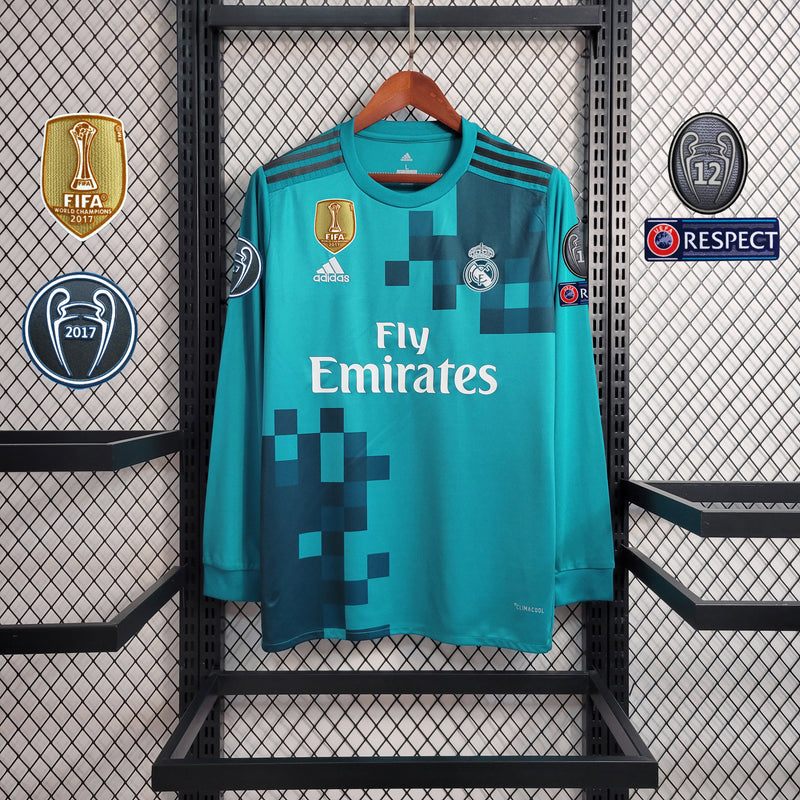 Camisa Retrô do Real Madrid 2017/2018 Manga Longa - Champions League