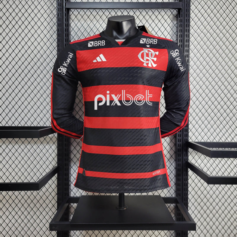 Camisa Oficial do CR Flamengo 24/25 Manga Longa - Completa com Patrocínios