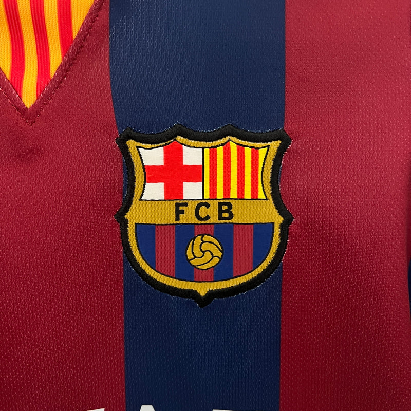 Conjunto Retrô Infantil Oficial do Barcelona 2014/2015 - Kids