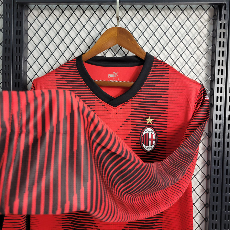 Camisa Oficial do Milan 23/24 - Manga Longa