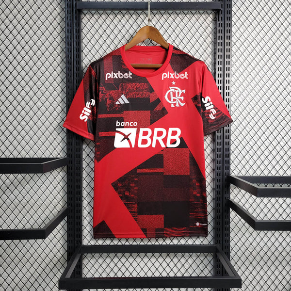 Camisa Oficial do CR Flamengo 23/24 Pré Jogo - Completa com Patrocínio