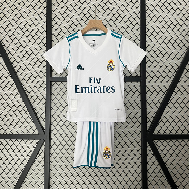 Conjunto Retrô Infantil Oficial do Real Madrid 2017/2018 - Kids