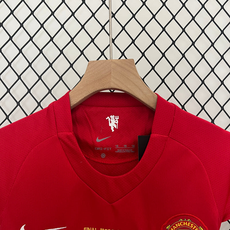 Conjunto Retrô Infantil Oficial do Manchester United 2007/2008 - Kids