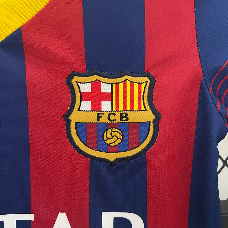 Conjunto Retrô Infantil Oficial do Barcelona 2013/2014 - Kids