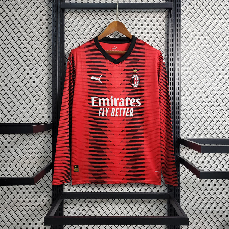 Camisa Oficial do Milan 23/24 - Manga Longa