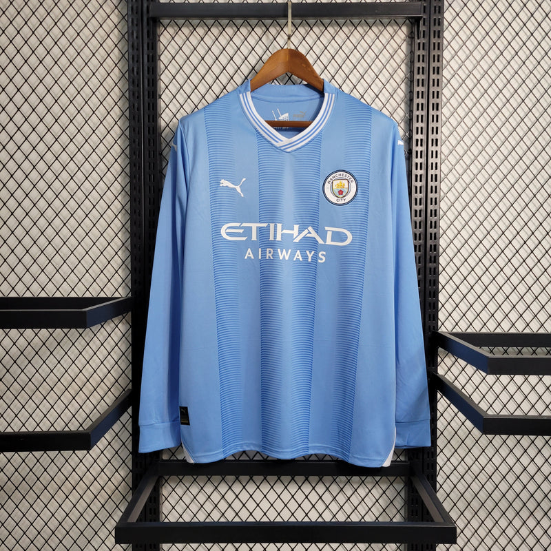 Camisa Oficial do Manchester City 23/24 - Manga Longa