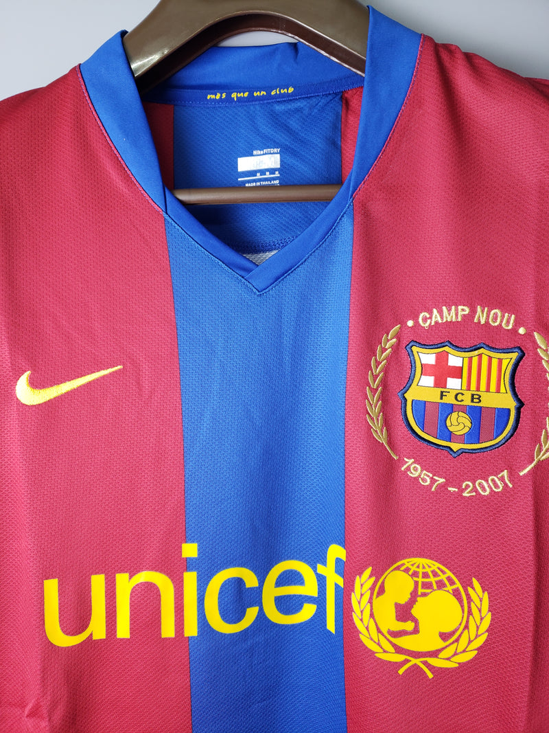 Camisa Retrô do Barcelona 2007/2008 - Manga Longa