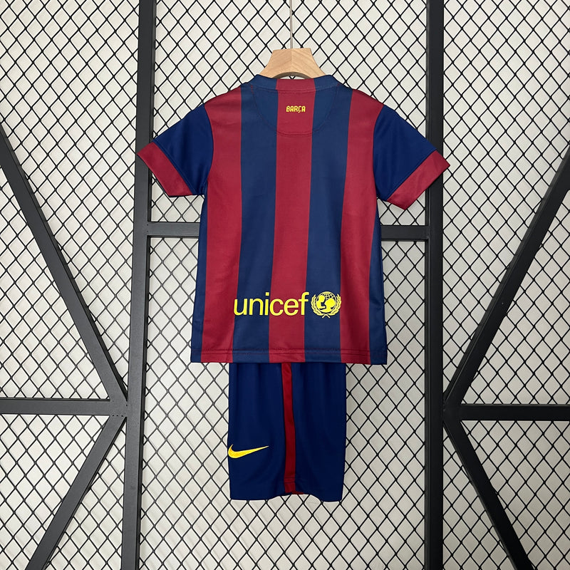 Conjunto Retrô Infantil Oficial do Barcelona 2014/2015 - Kids