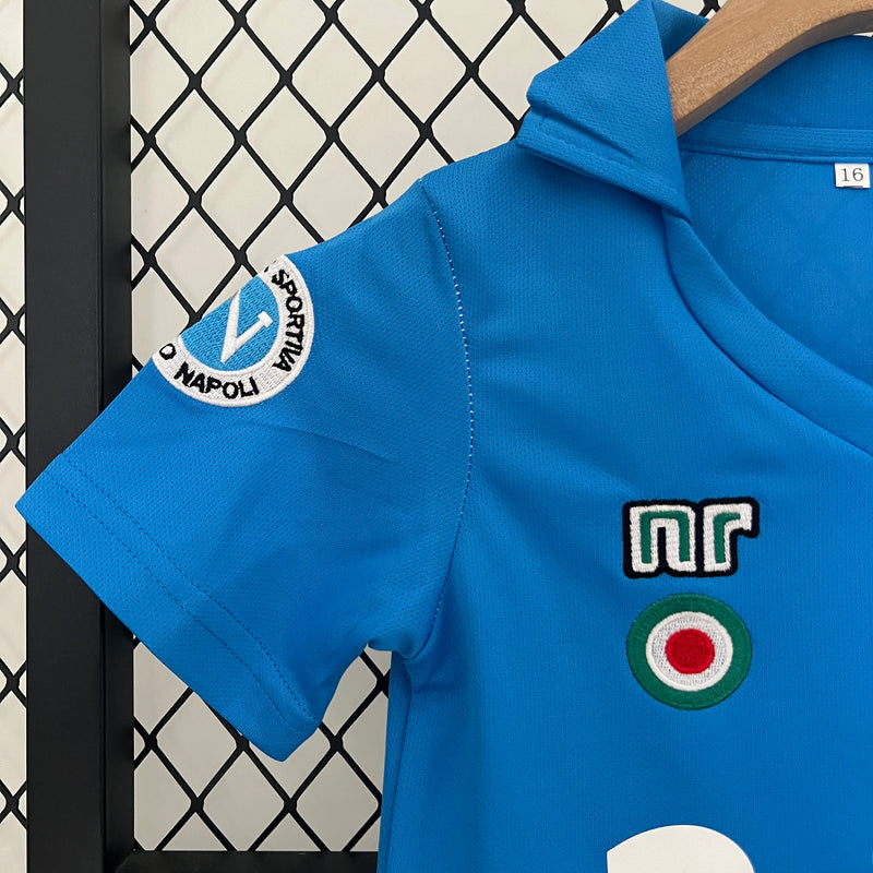 Conjunto Retrô Infantil Oficial do Napoli 1987/1988 - Kids