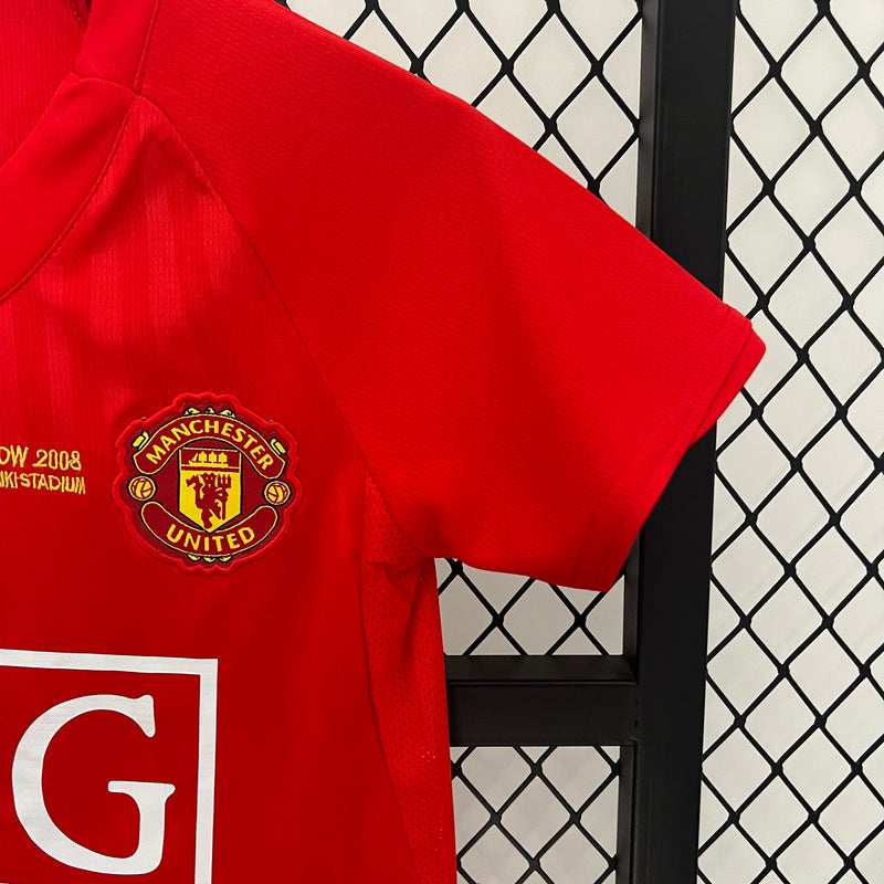 Conjunto Retrô Infantil Oficial do Manchester United 2007/2008 - Kids