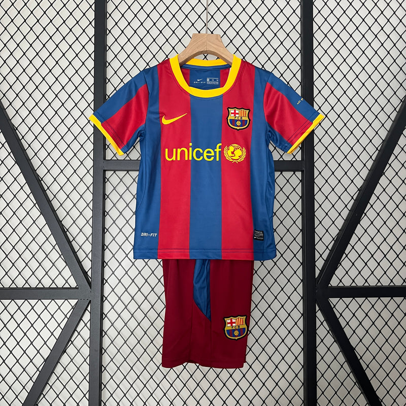 Conjunto Retrô Infantil Oficial do Barcelona 2010/2011 - Kids