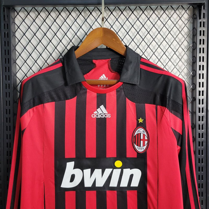 Camisa Retrô do Milan 2007/2008 - Manga Longa