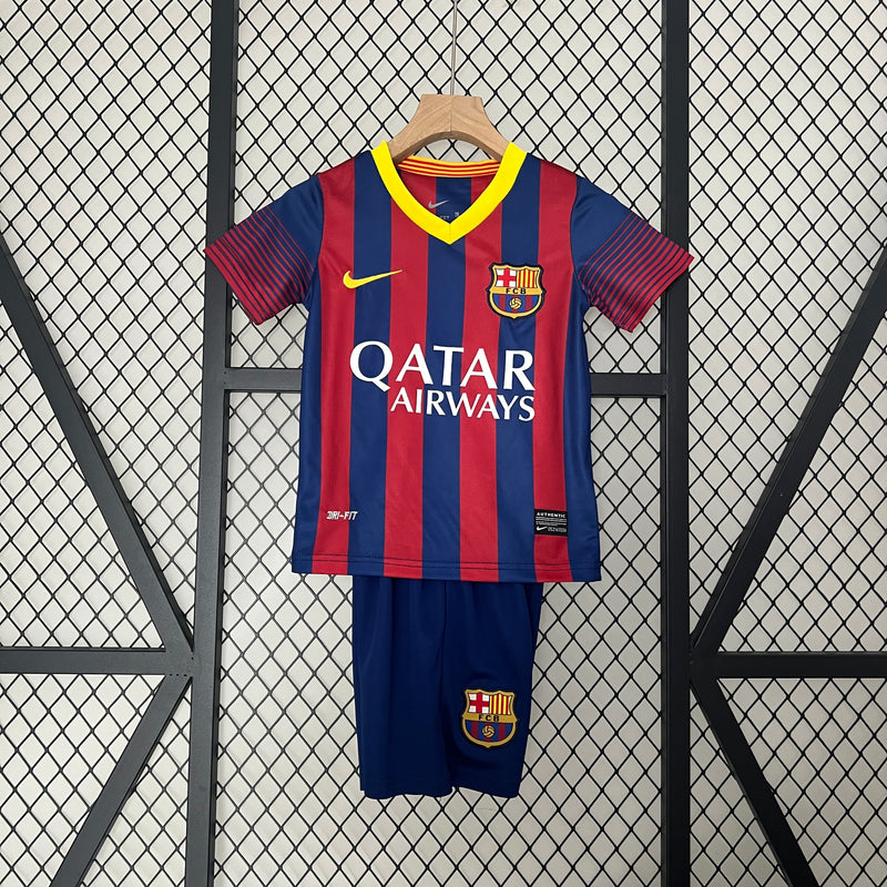 Conjunto Retrô Infantil Oficial do Barcelona 2013/2014 - Kids