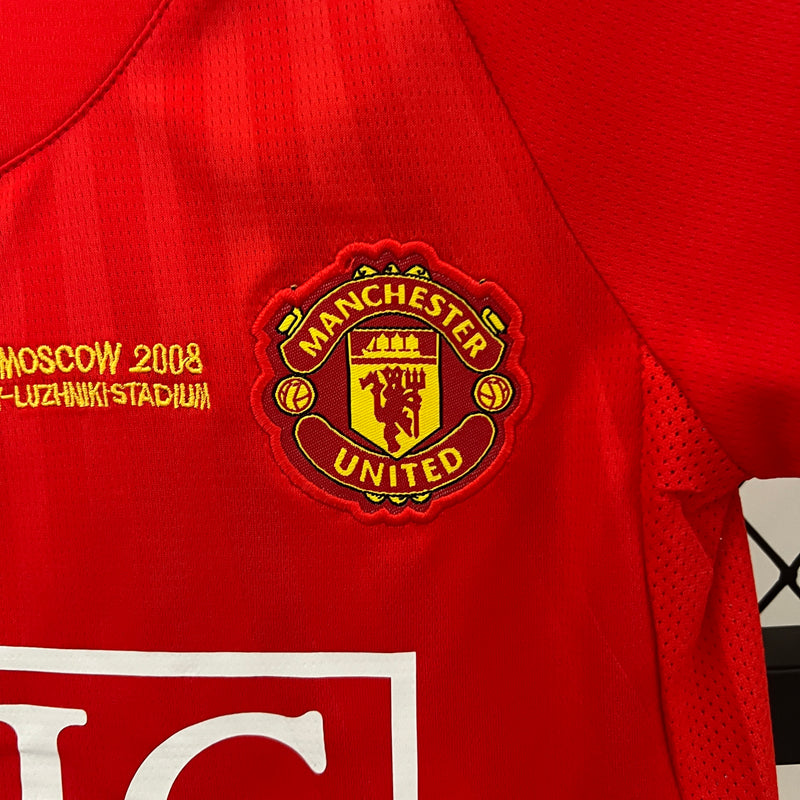 Conjunto Retrô Infantil Oficial do Manchester United 2007/2008 - Kids