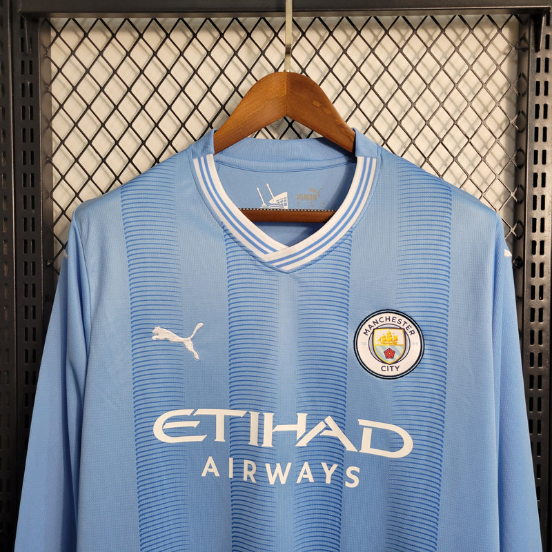 Camisa Oficial do Manchester City 23/24 - Manga Longa