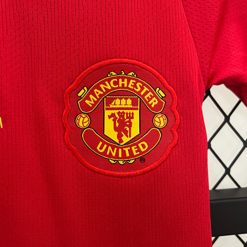 Conjunto Retrô Infantil Oficial do Manchester United 2007/2008 - Kids