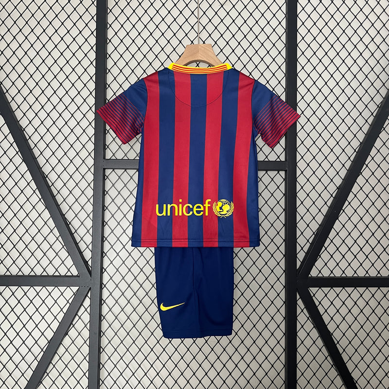 Conjunto Retrô Infantil Oficial do Barcelona 2013/2014 - Kids