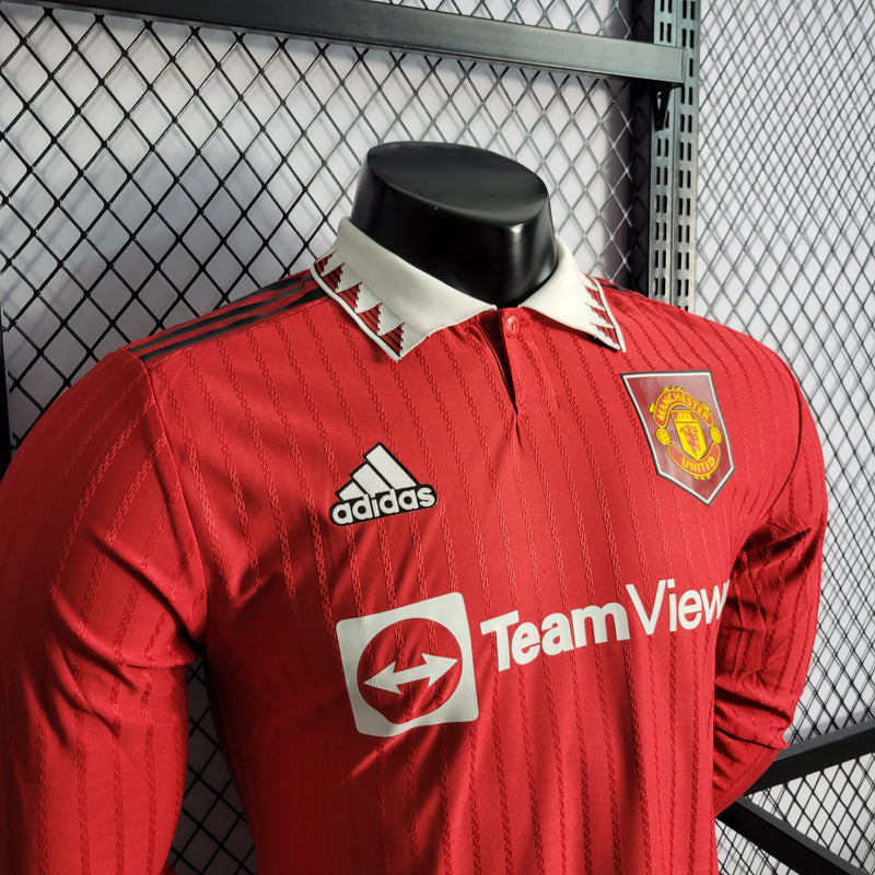 Camisa Oficial do Manchester United 22/23 - Manga Longa