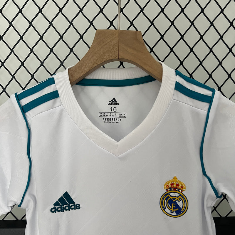 Conjunto Retrô Infantil Oficial do Real Madrid 2017/2018 - Kids