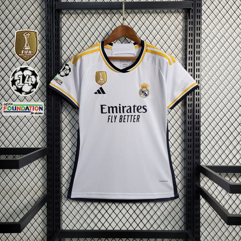 Camisa Feminina Oficial do Real Madrid 23/24 Baby Look - Champios League