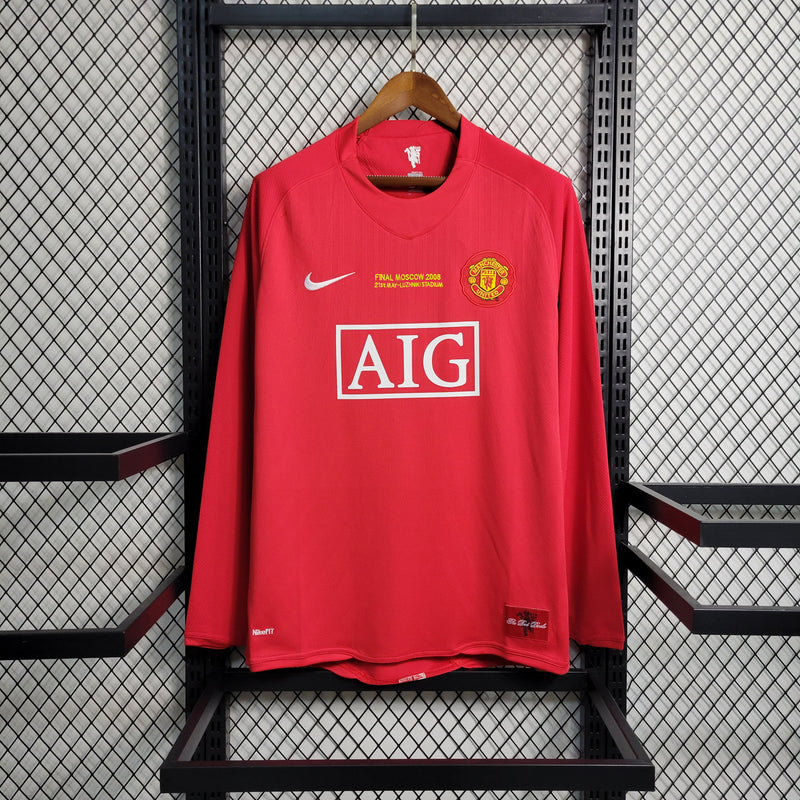 Camisa Retrô do Manchester United 2007/2008 Manga Longa - Final da Champions