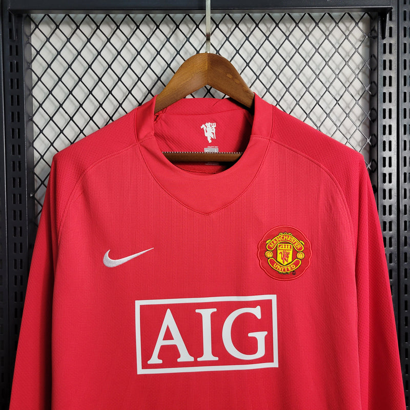 Camisa Retrô do Manchester United 2007/2008 - Manga Longa