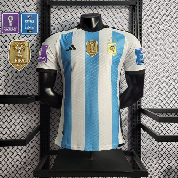 Camisa Oficial da Argentina 22/23 - Versão Jogador Completa com Pacths