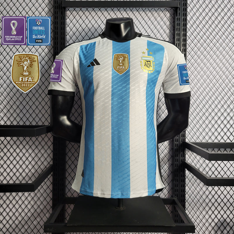 Camisa Oficial da Argentina 22/23 - Versão Jogador Completa com Pacths